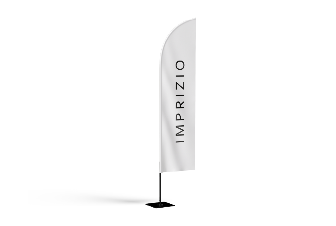 Drapeau publicitaire en aluminium — Affichage publicitaire personnalisé | Imprizio